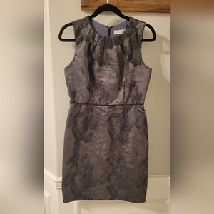 Ann Taylor Loft Gray Metalic Sheen Sheath Dress Size 10P